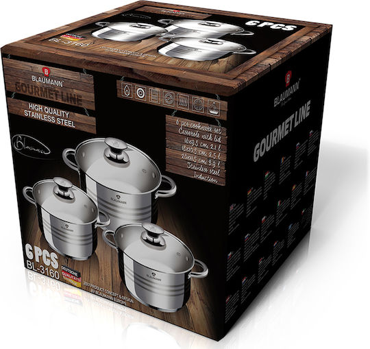 Blaumann Gourmet Line Комплект Саксии От Неръждаема Стомана С Незалепващо Покритие 3 Части
