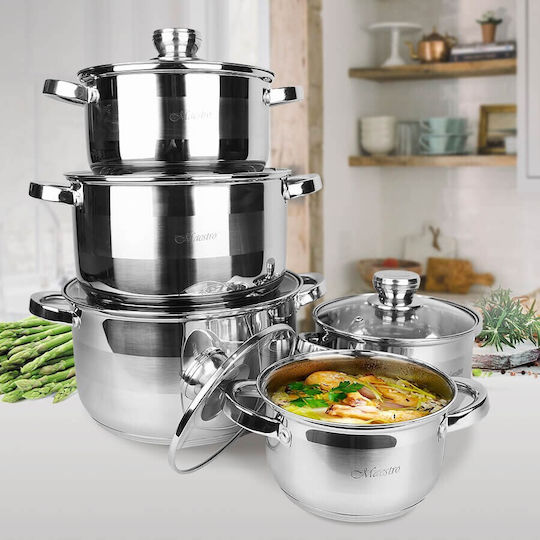 Maestro Aluminum Pots Set with Non-Stick Interior Coating 3 Pieces