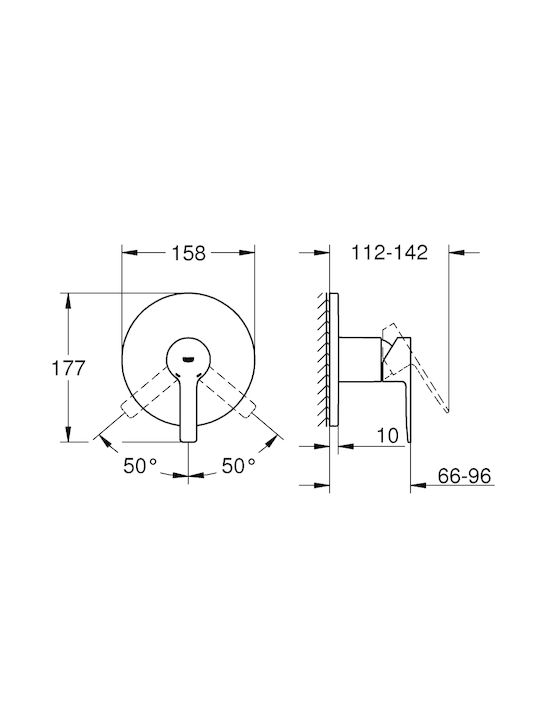 Grohe за душ кабина 1 Изход Сив