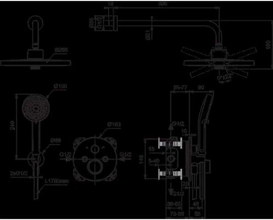 Ideal Standard Set Mixer Telefon și Cap Duș Încorporat pentru Duș Argintiu