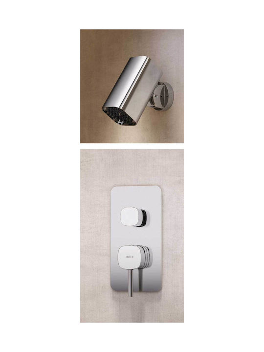 Imex Built-in Mixer Set Hand Shower & Shower Head for Shower 2 Exits Silver