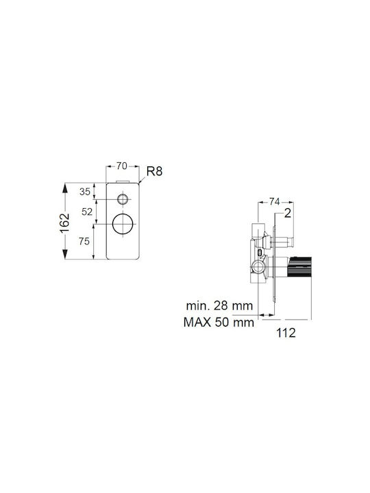 Eurorama Built-in Mixer & Diverter Set for Shower 2 Exits