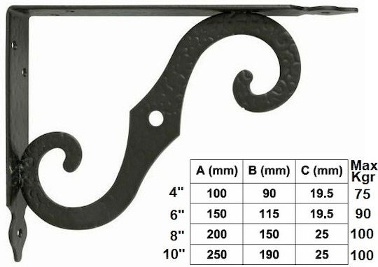 Amig Γωνία Ραφιού από Μέταλλο Μαύρη 150x115mm 201