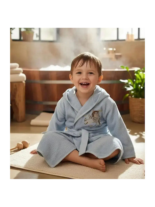 Borea Kids Bathrobe Pilot Light Blue Hooded