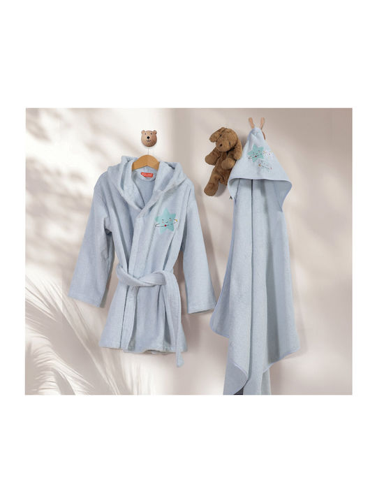 Nef-Nef Homeware Παιδικό Μπουρνούζι Explore The Universe Light Blue με Κουκούλα Nef-Nef Homeware Παιδικό Μπουρνούζι Explore The Universe Light Blue με Κουκούλα