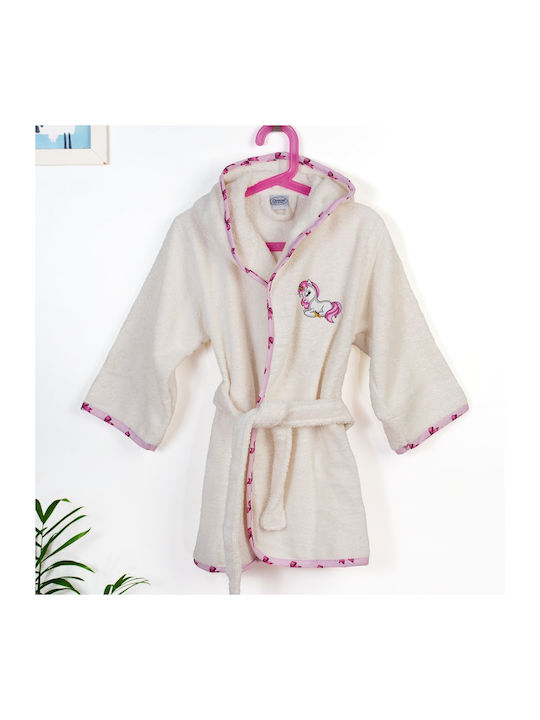 Dimcol Kids Hooded Bathrobe Ecru-pink