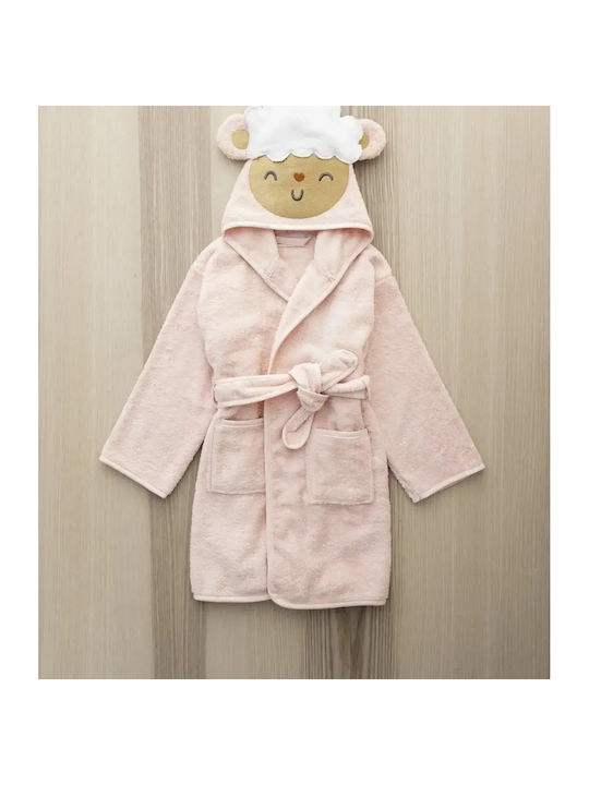 Nima Kids Bathrobe Little Sheep Pink with Hood