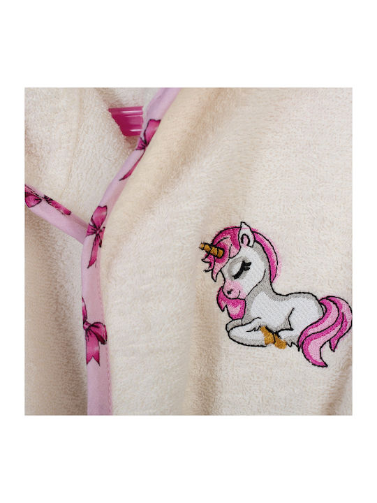Dimcol Kids Hooded Bathrobe Ecru-pink