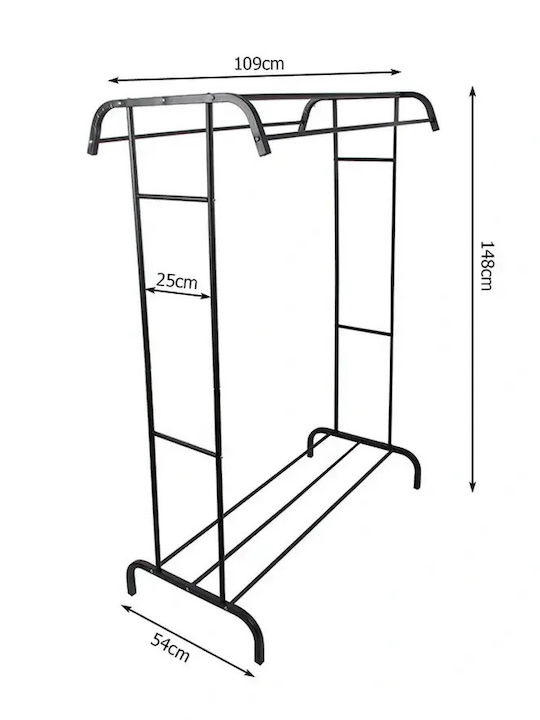 Floor Garment Rack made of Metal Black 105x37x150cm