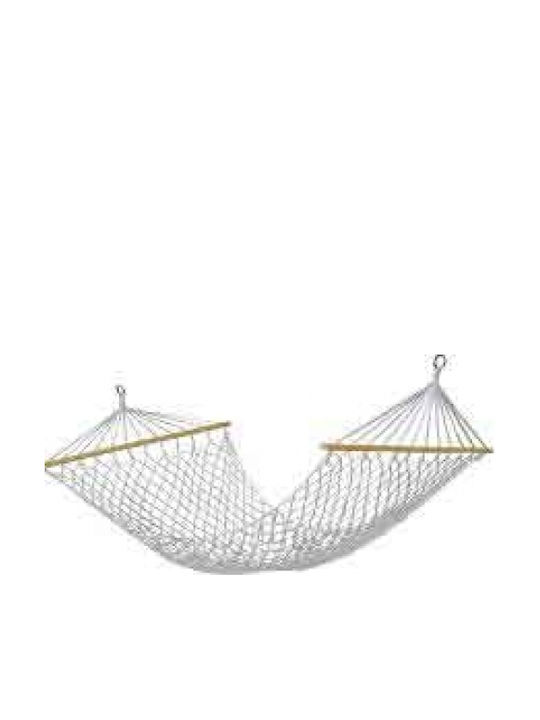 Campus Woven with Wood Double Hammock White 200x125cm