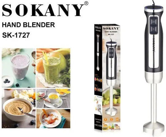 Sokany Hand Blender with Stainless Steel Rod 800W Black