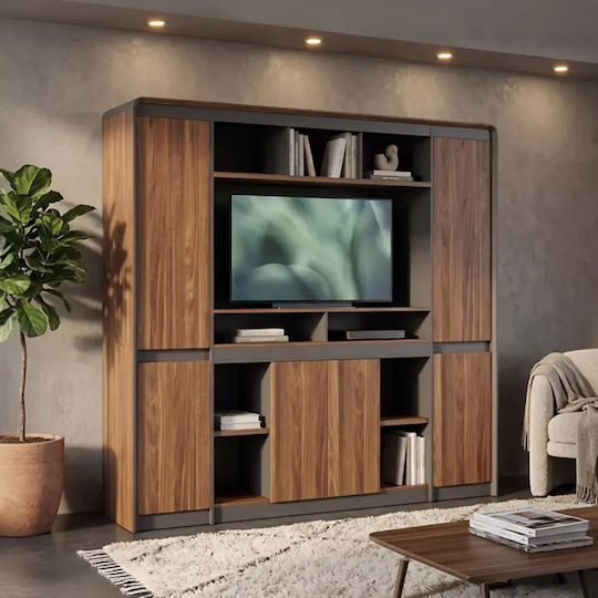 Living Room TV Unit Oscar Gray L200xW40xH200cm Living Room TV Unit Oscar Gray L200xW40xH200cm