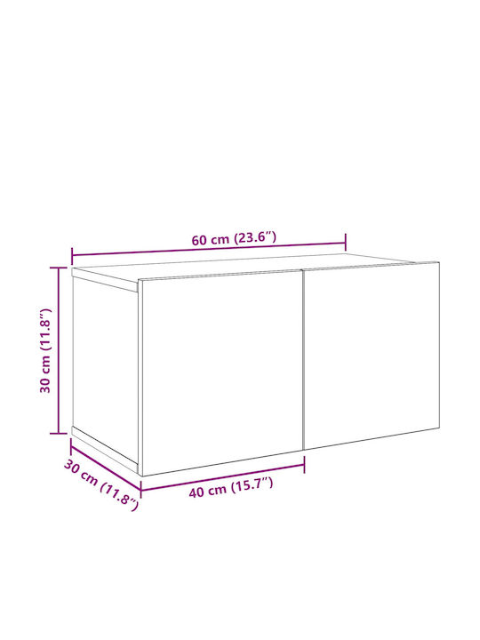 vidaXL Wohnzimmer TV-Einheit Schwarze Eiche M60xB30xH30cm