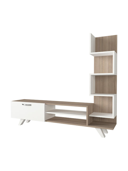 Wohnzimmer TV-Einheit Ceren White / Natural L149.5xB29.5xH131.6cm