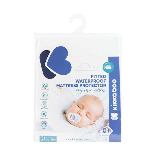 Kikka Boo Organic Αδιάβροχο Επίστρωμα Παιδικού Κρεβατιού Βαμβακερό με Φάσα 70x140x15εκ.