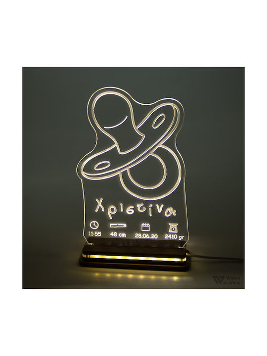 World of Wood Led Παιδικό Διακοσμητικό Φωτιστικό Πιπίλα Διάφανο