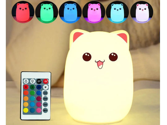 Verk Group Led Kids Decorative Lamp Cat Kitty with Color Changes White 8.2x5cm
