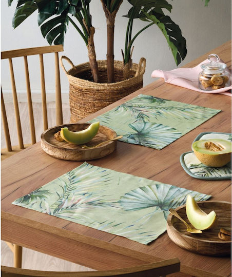 Kentia Palma Platzdeckchen Stoff Grün 45x33cm 4Stück