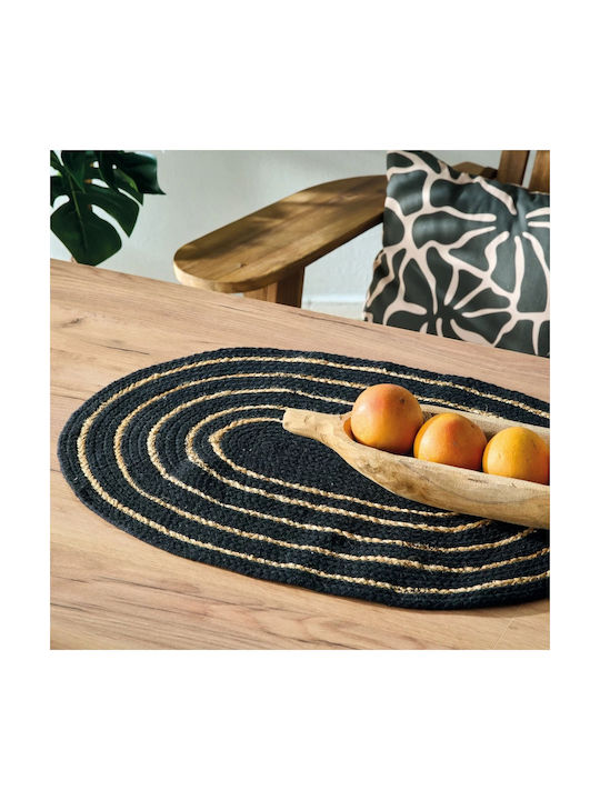 Kentia Wicker Placemat Yute Black 70x45cm