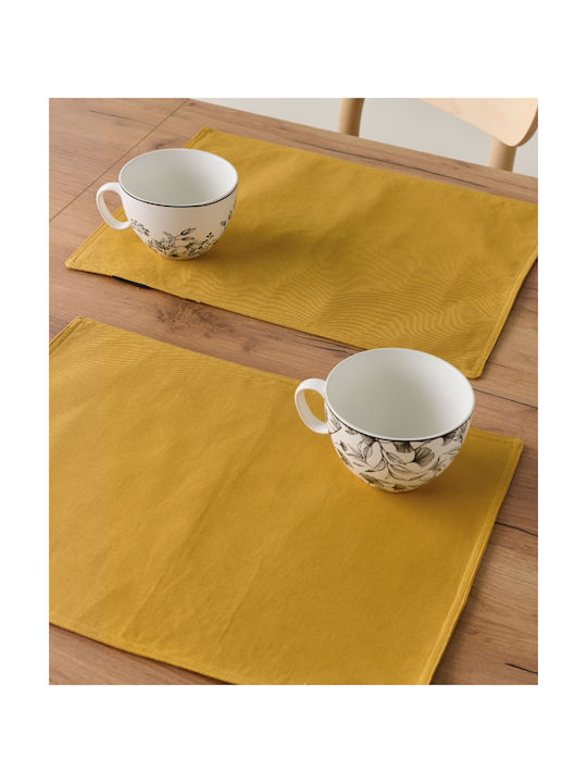 Kentia Fabric Yellow Placemats 45x33cm 4 Pieces