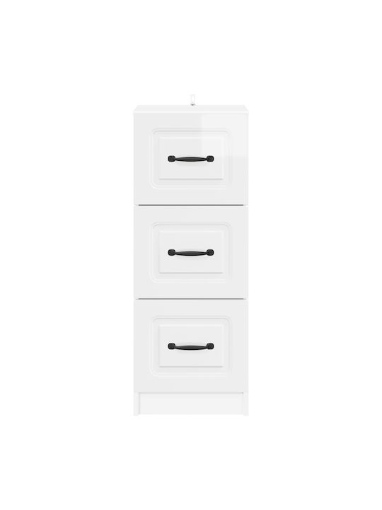 Wooden Storage Drawers with 3 Drawers L33xW34.5xH87cm