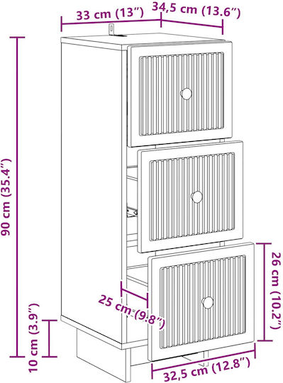 Dulap De Depozitare Metalic M33xL34.5xÎ90cm