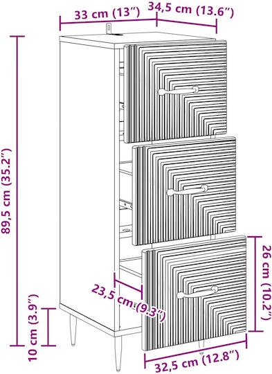 Metal Storage Cabinet L33xW34.5xH89.5cm