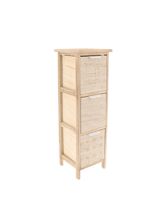Wooden Storage Drawers with 3 Drawers L25xW25xH77cm