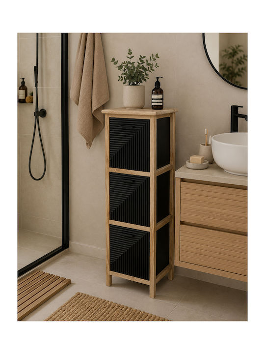 Wooden Storage Drawers with 3 Drawers L25xW25xH77cm