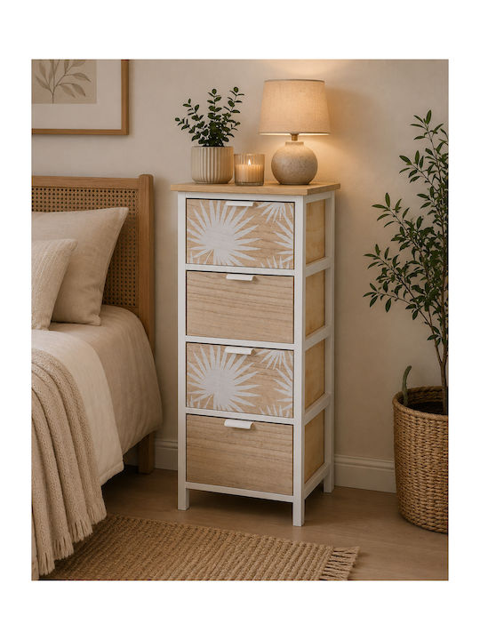 Wooden Storage Drawers with 4 Drawers L37.5xW27.5xH86cm
