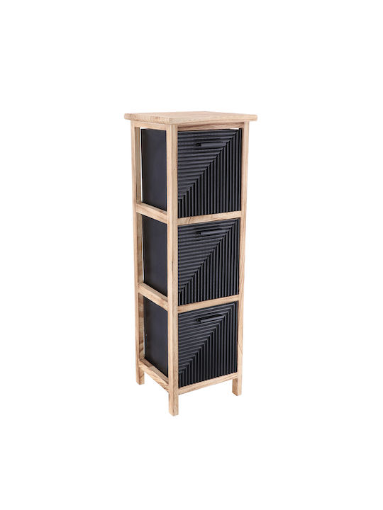 Wooden Storage Drawers with 3 Drawers L25xW25xH77cm