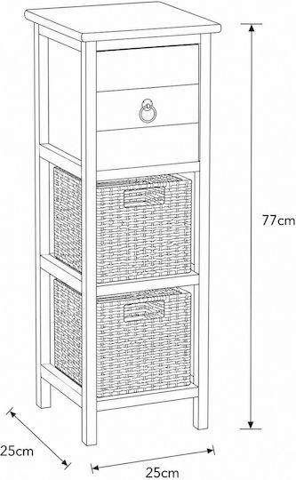Sertar De Depozitare Din Lemn Cu 3 Sertare L25xL25xÎ77cm