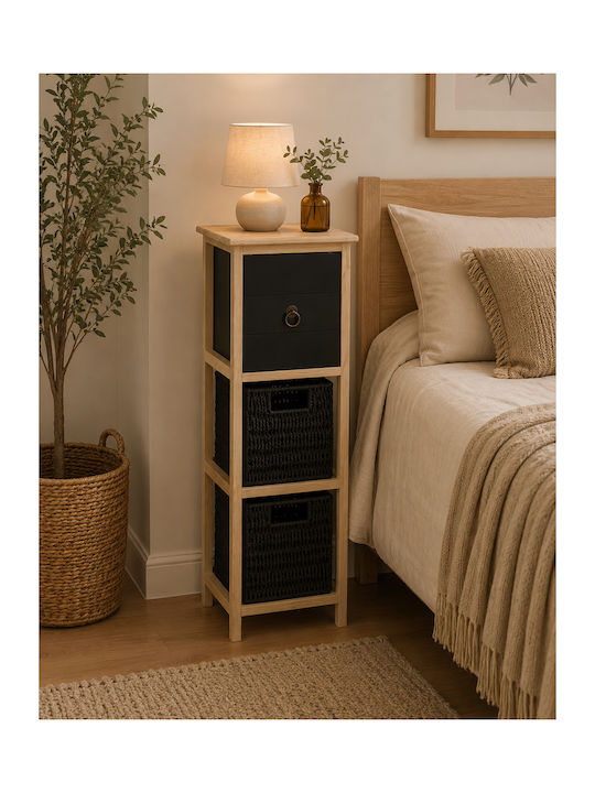 Wooden Storage Drawers with 3 Drawers L25xW25xH77cm