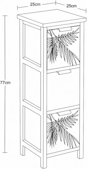 Sertar De Depozitare Din Lemn Cu 3 Sertare L25xL25xÎ77cm