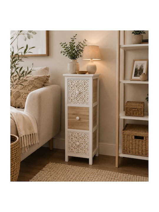 Wooden Storage Drawers with 3 Drawers L25xW25xH77cm