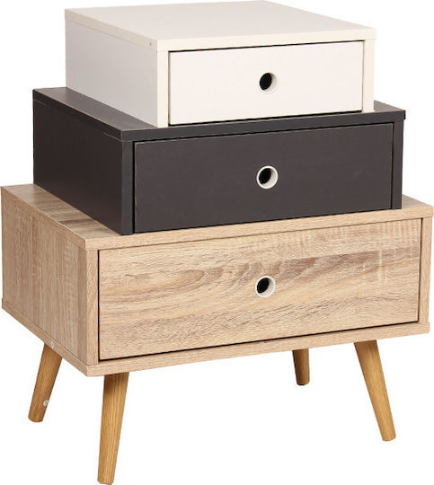 Sertar de depozitare Earth cu 3 sertare Alb / Gri L52xW36xH62buc