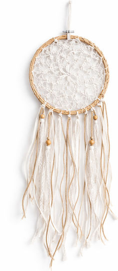 Macrame Decorative Dreamcatcher Handmade White Fabric 55x21cm