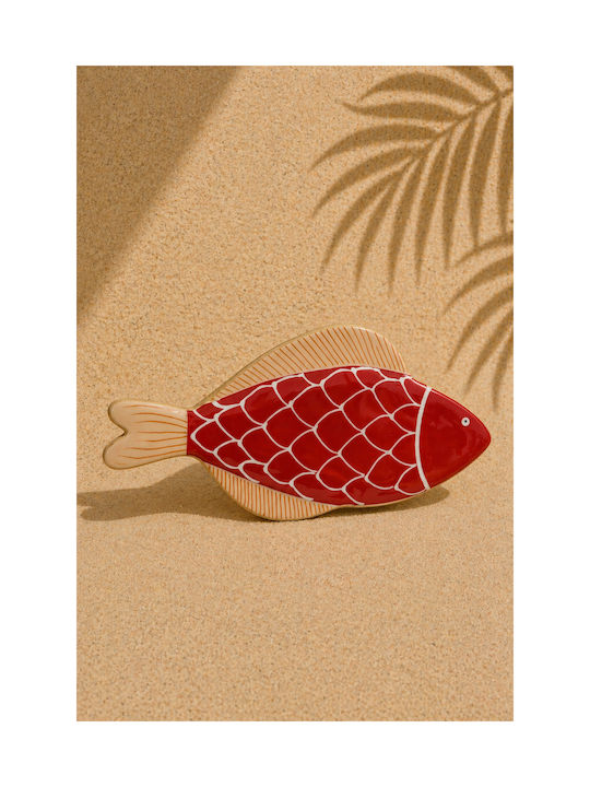 Kaemingk Handmade Wall Decor Red Wooden 25.5x2.5x12cm