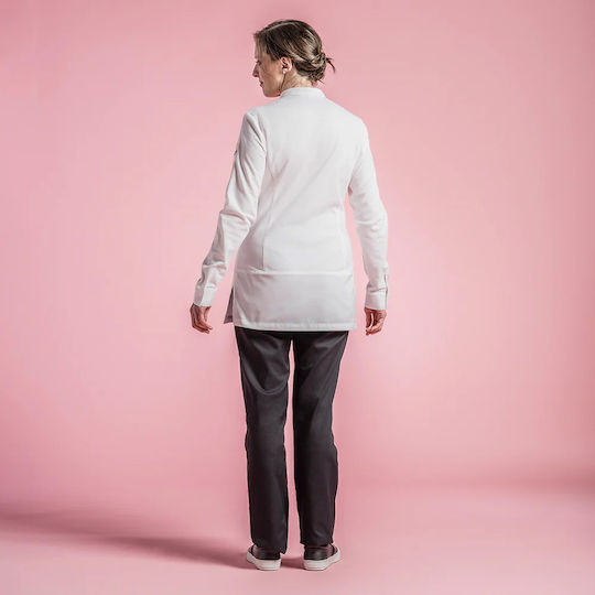 Clement Design Mantel Koch Damen Weiß mit Langärmelig Cocoon