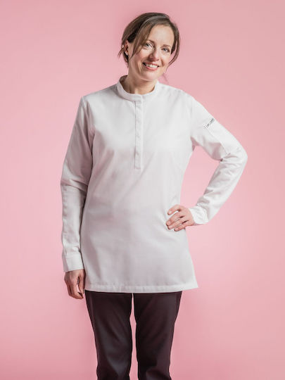 Clement Design Mantel Koch Damen Weiß mit Langärmelig Cocoon