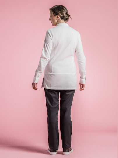 Clement Design Mantel Koch Damen Weiß mit Langärmelig Cocoon