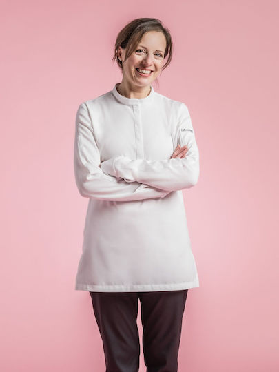 Clement Design Mantel Koch Damen Weiß mit Langärmelig Cocoon