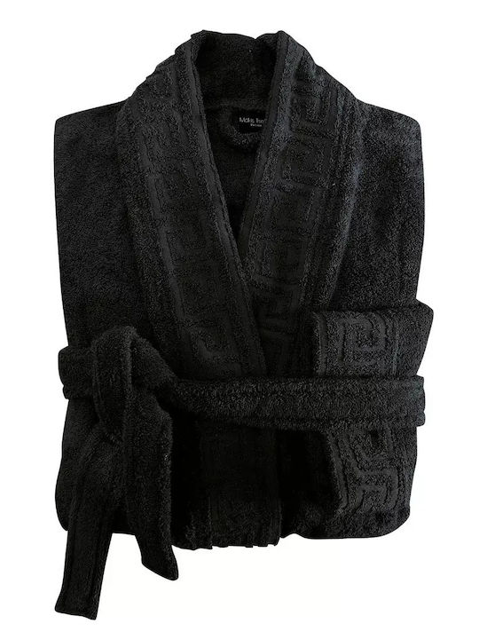 Makis Tselios Home Bathrobe with Collar Black 450gr/m²