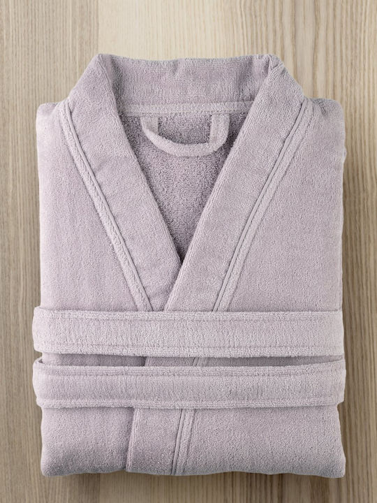 Nima Bathrobe with Collar Dusty Lilac 250gsm