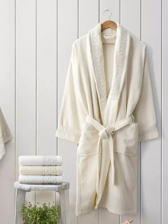 Nima Seren Bathrobe with Collar Ivory 380gr/m²