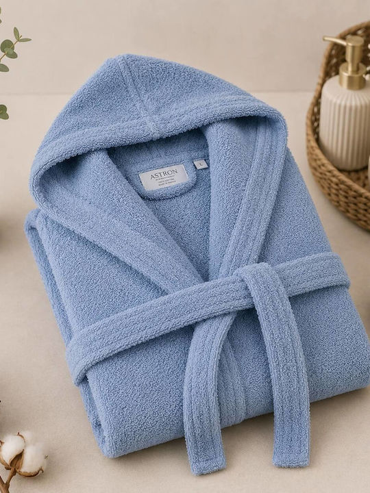 Astron Italy Bathrobe with Hood Blue 450gr/m²
