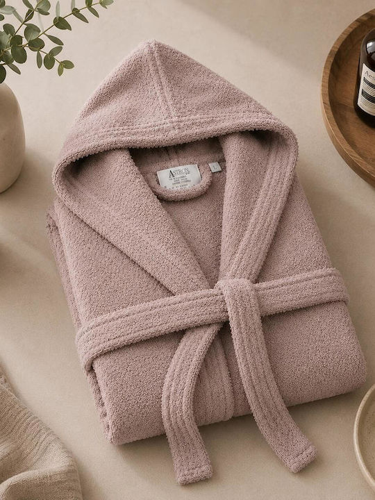 Astron Italy Bathrobe with Hood Dusty Rose