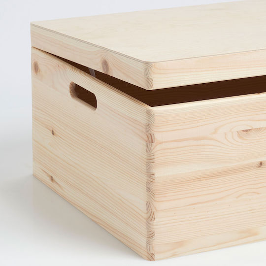 Zeller Hölzernes Aufbewahrungsbox mit Deckel Beiges 60x40x24cm