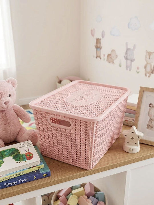 AGC AGC Kunststoff Aufbewahrungsbox mit Deckel Rosa 35,5x24,5x20cm
