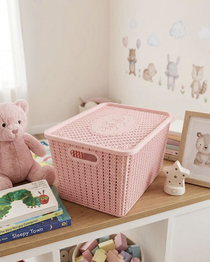 AGC AGC Kunststoff Aufbewahrungsbox mit Deckel Rosa 35,5x24,5x20cm